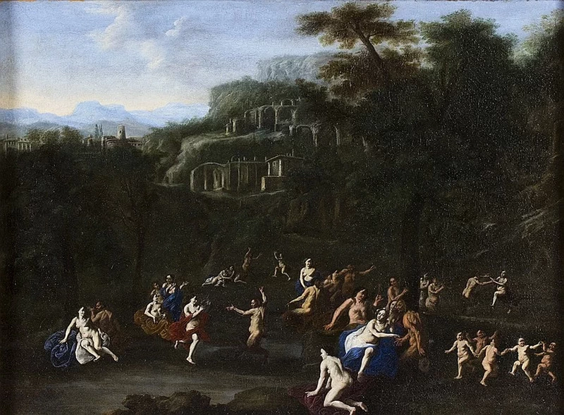 Paesaggio con scena mitologica
